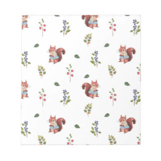 Adorable squirrel and Forest Berries Pattern Notepad