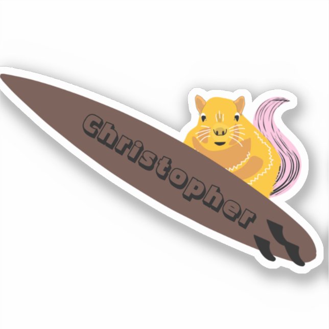 Adorable squirrel surf vinyl decal (Front)