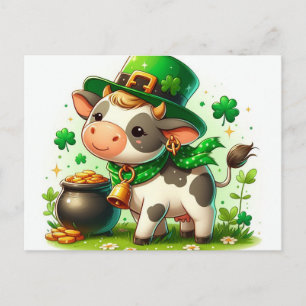 Adorable St. Patricks Day Cow Postcard