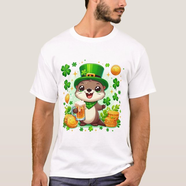 Adorable St. Patricks Day Otter T-Shirt (Front)