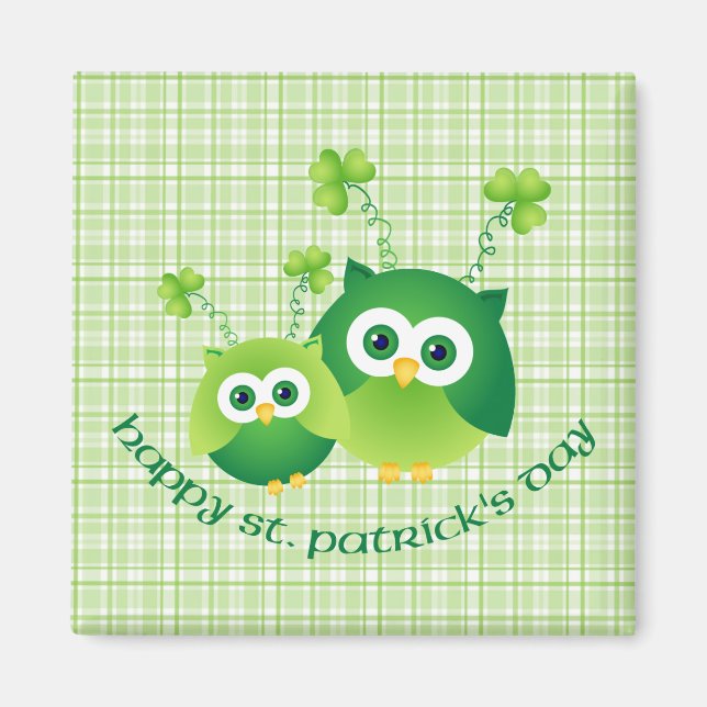 Adorable St. Patrick's Day Owl Tees, Gifts Magnet (Front)