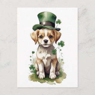 Adorable St. Patrick's Day Puppy Postcard