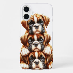 ADORABLE STACK OF BOXER PUPPY DOGS iPhone 16 PLUS CASE
