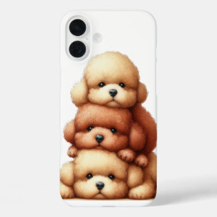 ADORABLE STACK OF POODLE PUPPY DOGS iPhone 16 PLUS CASE