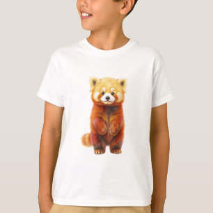 Adorable Standing Fluffy Red Panda Kids T-Shirt