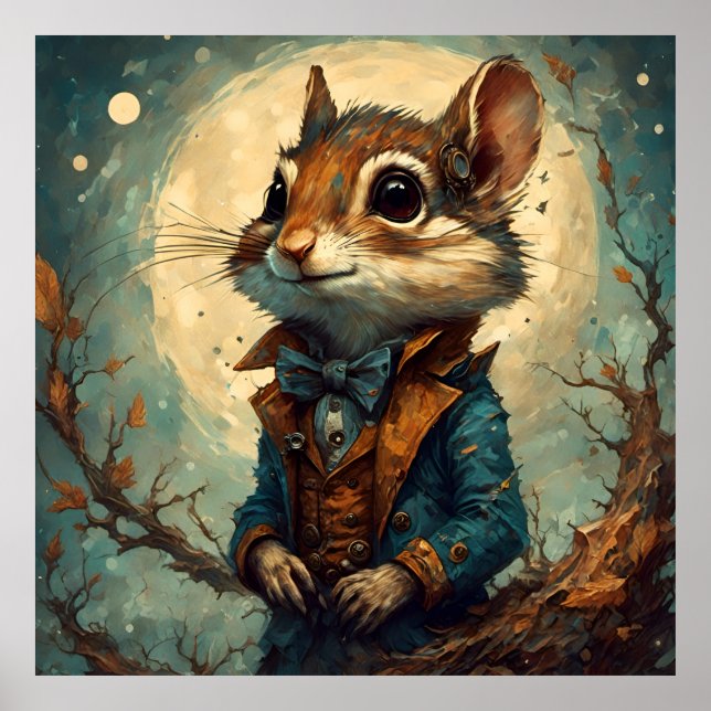 Adorable Steampunk Chipmunk Poster (Front)