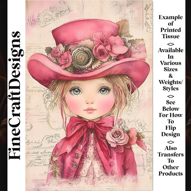 Adorable Steampunk Doll, Pink Outfit AM7 Decoupage Tissue Paper (Creator Uploaded)