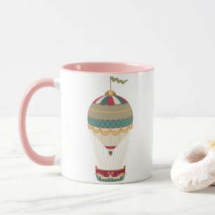 Adorable Steampunk Hot Air Balloon with Flag Mug