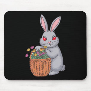 Adorable Stoned Easter Bunny With Bysket Of Flower Mouse Pad