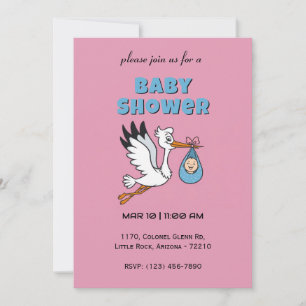 Adorable Stork Delivering a Baby Baby Shower Card