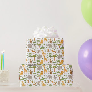 Adorable Storybook Safari Animals Gift Wrap