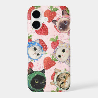 Adorable Strawberry Cat Friends iPhone Case