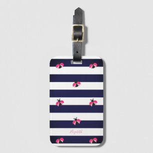 Adorable Striped,Ladybird -Personalised Luggage Tag