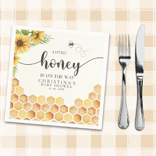 Adorable Sunflower and Bee Baby Shower Napkin