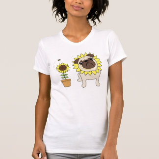 Adorable Sunflower Pug Tees - Text Optional