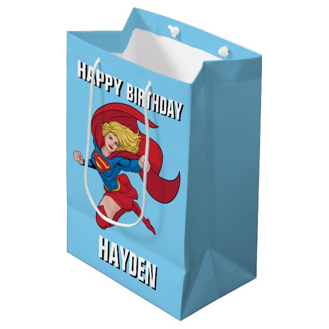 Adorable Supergirl Stance Medium Gift Bag (Front Angled)