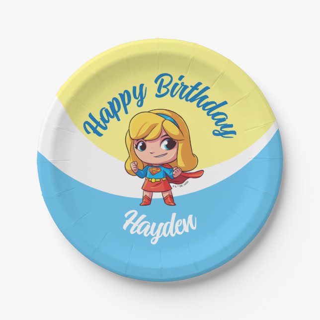 Adorable Supergirl Stance Paper Plate (Front)
