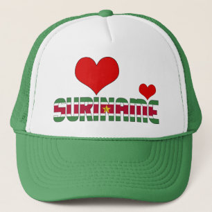 Adorable Suriname Flag Hearts Patriotic Trucker Hat
