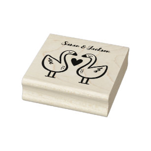 Adorable Swan Couple  Rubber Stamp