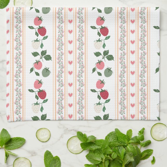 Adorable sweety old fashion botanical pattern tea towel (Folded)