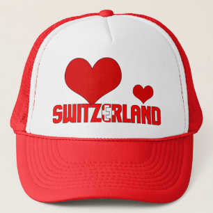 Adorable Switzerland Flag Hearts Patriotic Trucker Hat