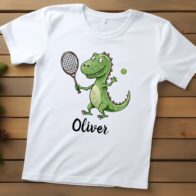 Adorable T-Rex Tennis Player Personalised Baby T-Shirt (Creator Uploaded)