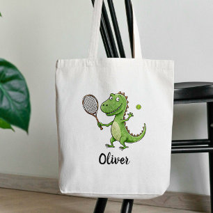 Adorable T-Rex Tennis Player Personalised Tote Bag