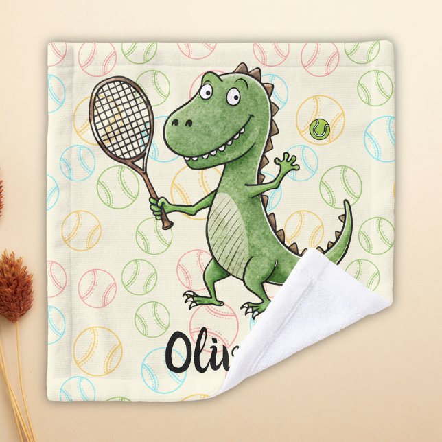 Adorable T-Rex Tennis Player Personalised Wash Cloth (Creator Uploaded)