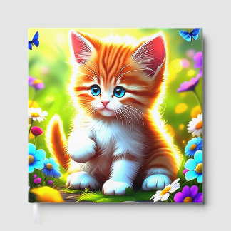 Adorable Tabby Kitten in a Floral Wonderland Art P Guest Book