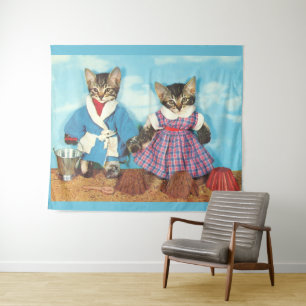 adorable tabby kittens on the beach tapestry