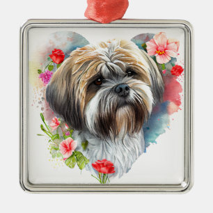 ADORABLE TAN LHASA APSO PUPPY DOG METAL TREE DECORATION