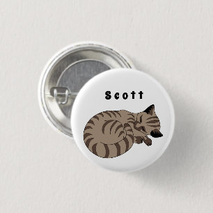Adorable Tan Tabby Kitten Sleep Name Tag 3 Cm Round Badge