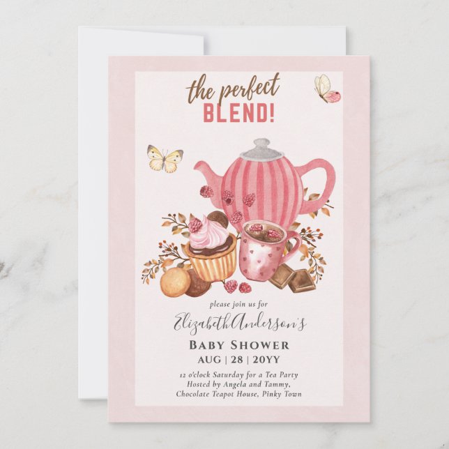 Adorable Tea Party Baby Shower Invitation (Front)