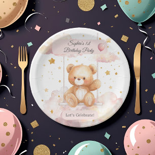Adorable Teddy Bear 1st Birthday – Custom Plate