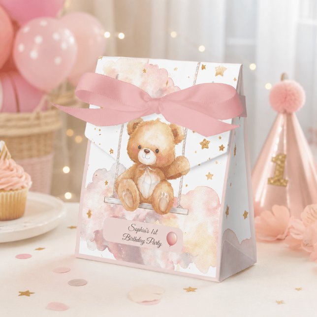 Adorable Teddy Bear 1st Birthday Favour Box (Creator Uploaded)