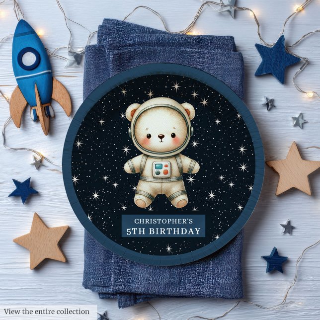 Adorable Teddy Bear Astronaut Paper Plates Custom (Adorable Teddy Bear Astronaut Paper Plates Custom)