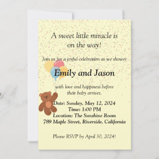 Adorable Teddy Bear Baby Shower Invitation