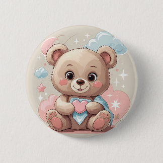 Adorable Teddy Bear Baby – Soft Pastel Design 6 Cm Round Badge