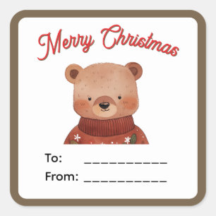 Adorable Teddy Bear (G) Christmas Gift Label
