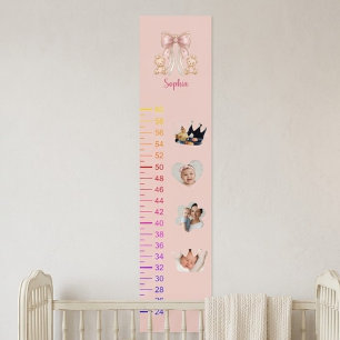 Adorable Teddy Bear Growth Chart with 4 Photos