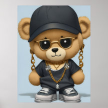 Adorable Teddy Bear in Hip Hop Style AI Art