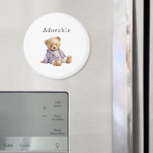 Adorable Teddy Bear Purple Jacket Magnet