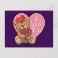 Adorable Teddy Bear Roses with 'I Love You' heart