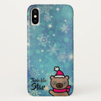 Adorable Teddy Bear with Christmas Twinkle Stars