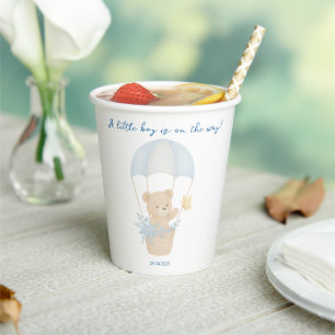 Adorable Teddy Bear with Parachute Baby Shower Paper Cups