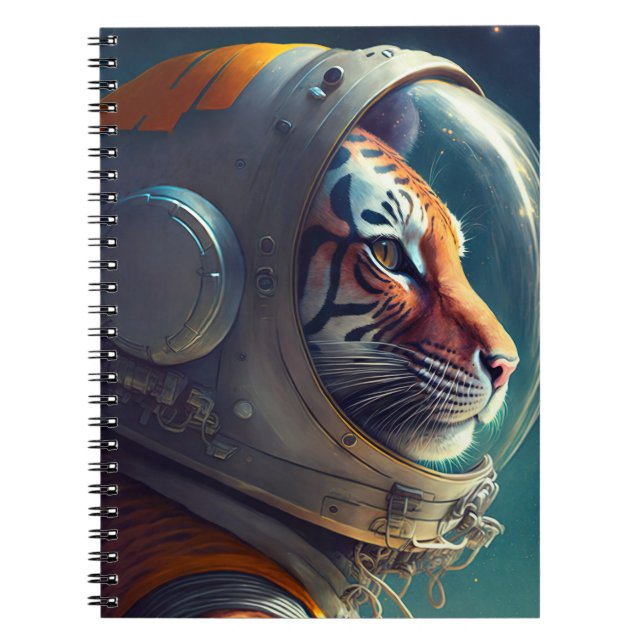 Adorable Tiger Astronaut Notebook (Front)