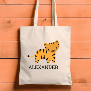 Adorable Tiger Kids' Personalised Tote Bag