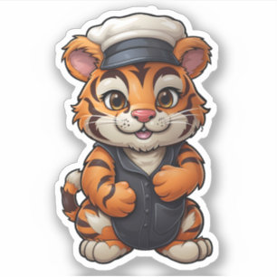 Adorable Tiger Wearing White Hat Wild Animal Tiger