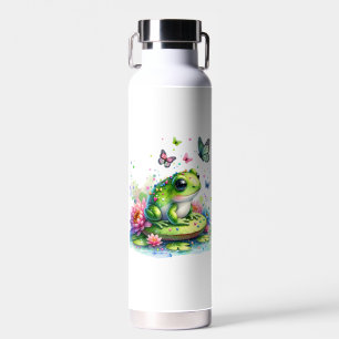 Adorable Toad and Butterflies Personalised Water Bottle