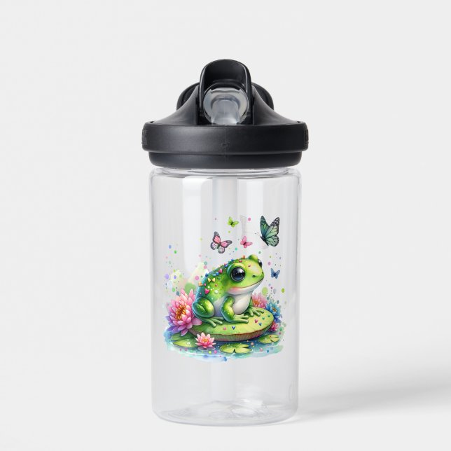 Adorable Toad and Butterflies Personalised Water Bottle (Front)